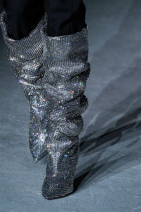 ysl glitter slouch boots|YSL high boots.